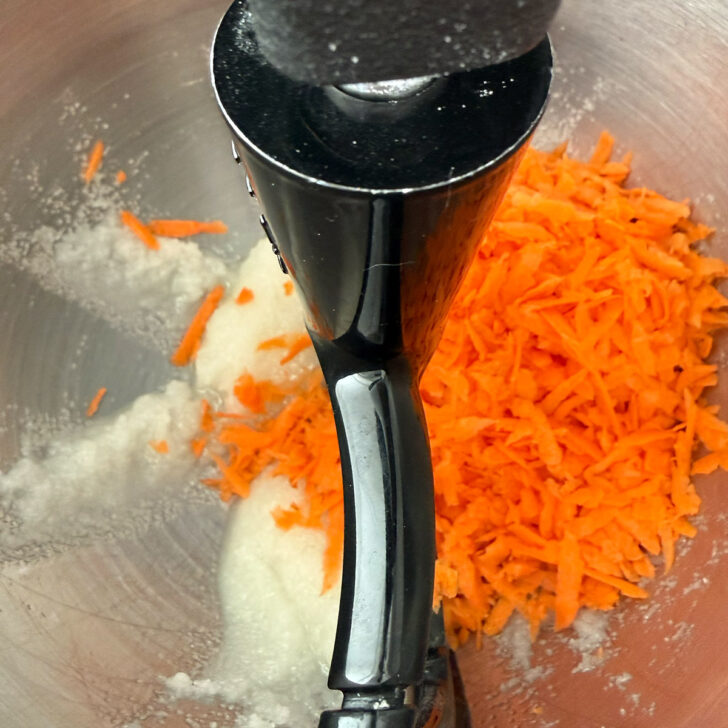 Shredded carrot added to the batter.