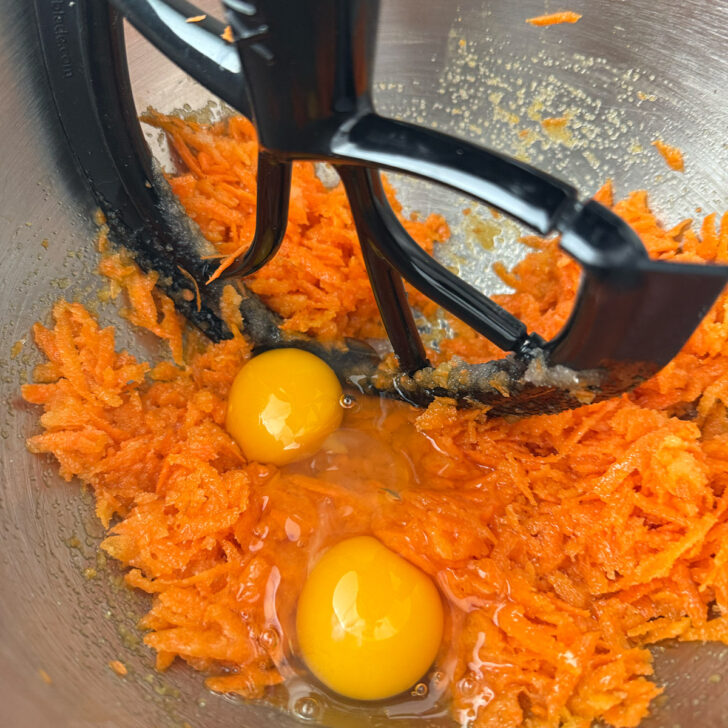 Eggs added to the batter.