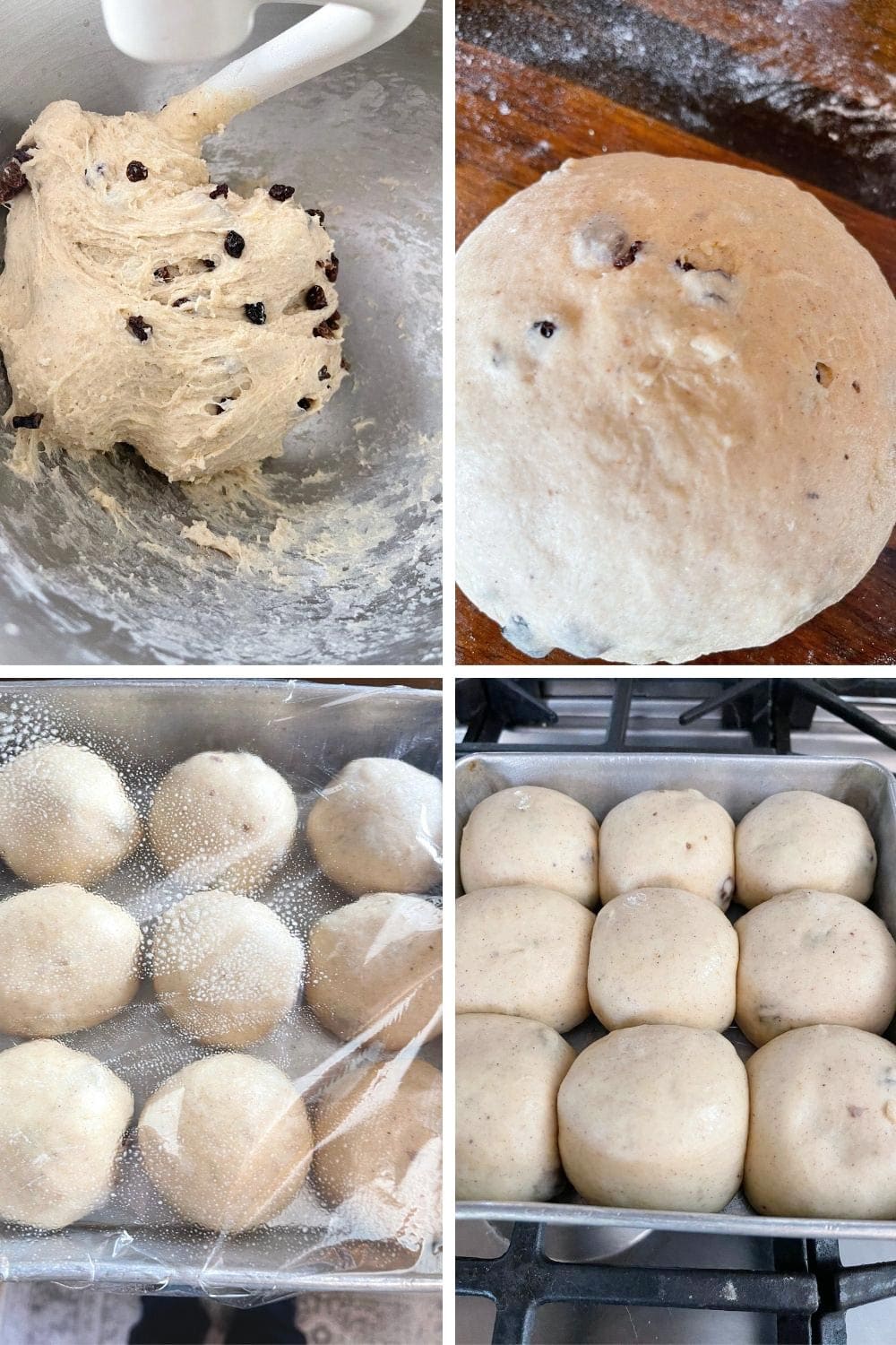 photo collage of making hot cross buns