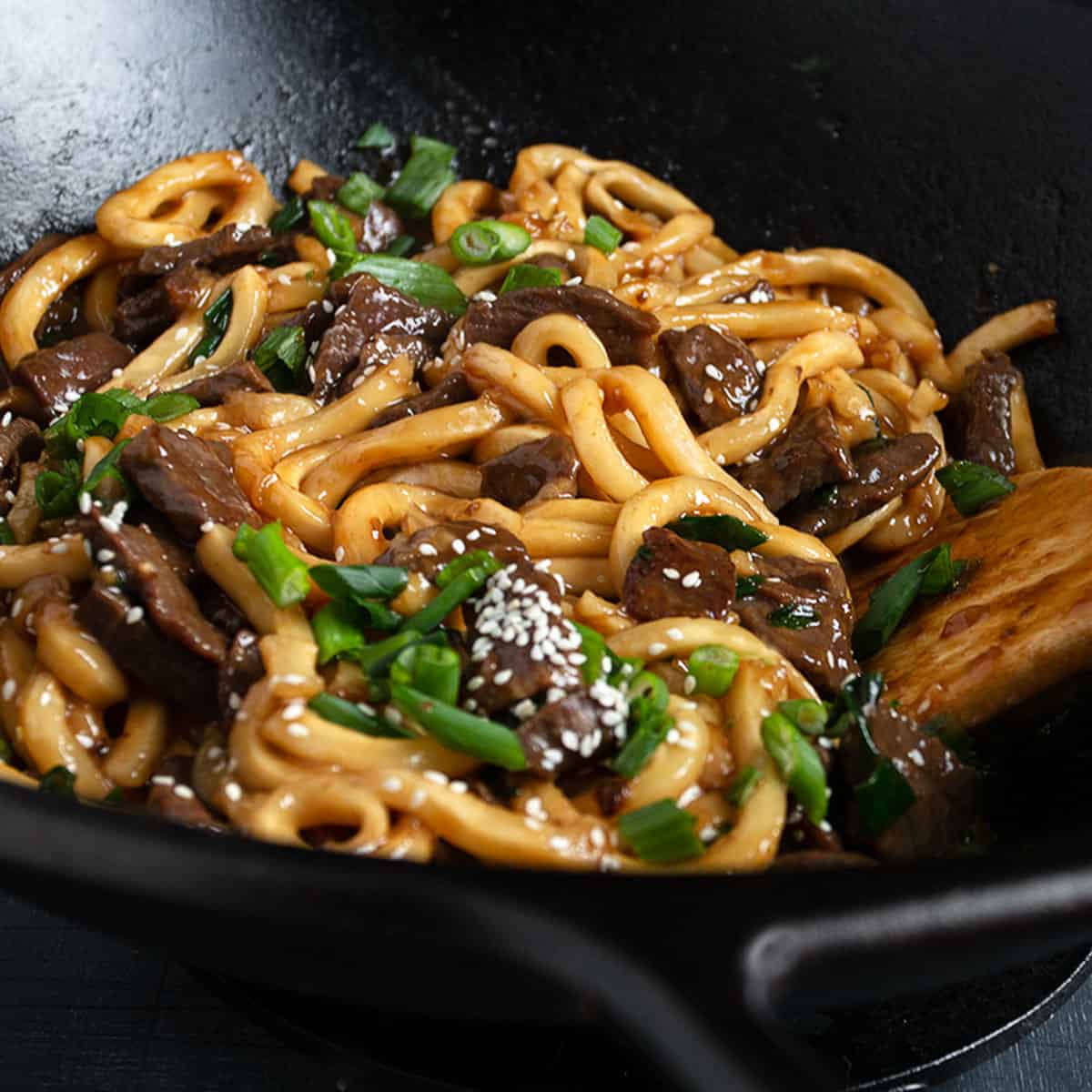 Mongolian Beef Udon - Seasons and Suppers