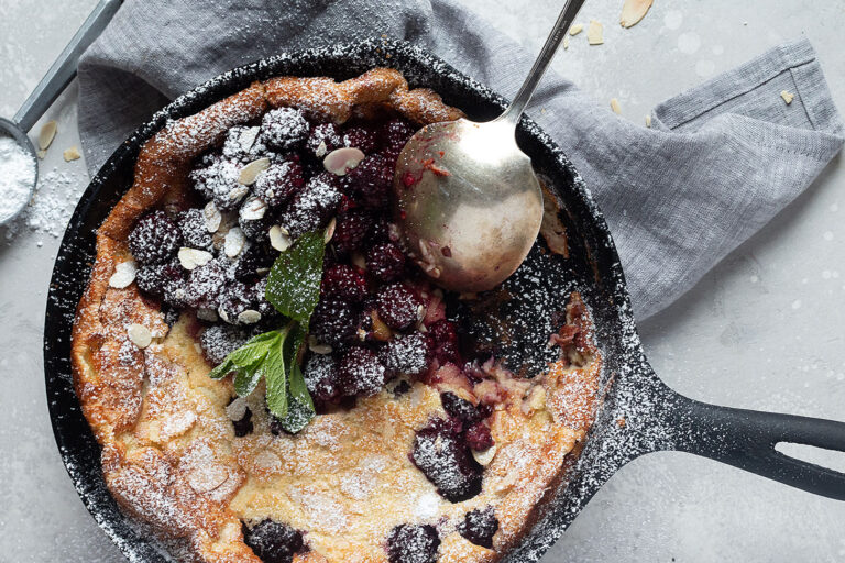 Roasted Blackberry Dutch Baby - Seasons and Suppers