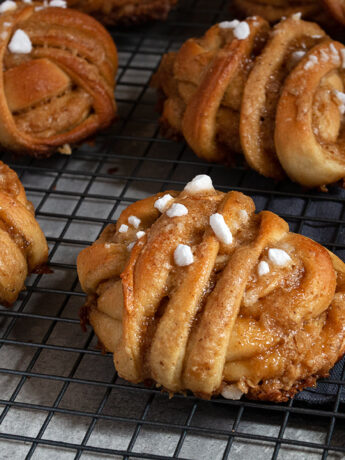 maple walnut rolls on cooling rack