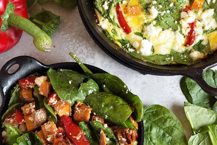 vegetable frittata and roasted in mini skillets