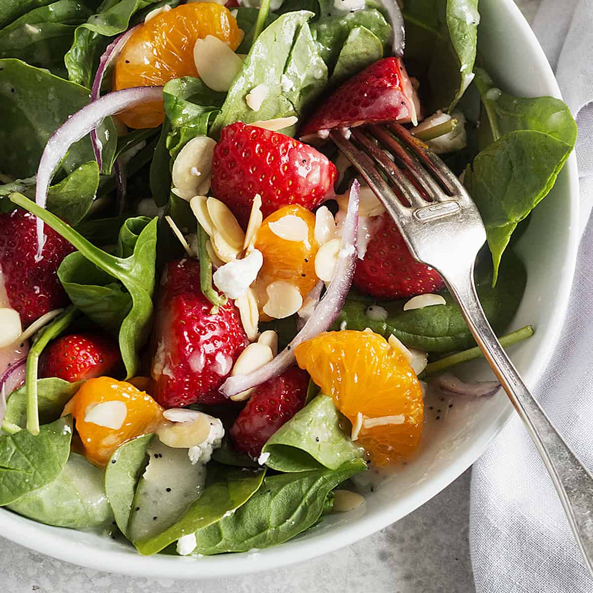 Strawberry Mandarin Orange Spinach Salad with Poppy Seed Dressing
