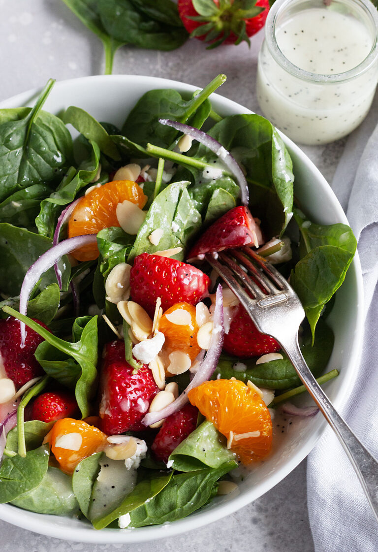 Strawberry Mandarin Orange Spinach Salad with Poppy Seed Dressing