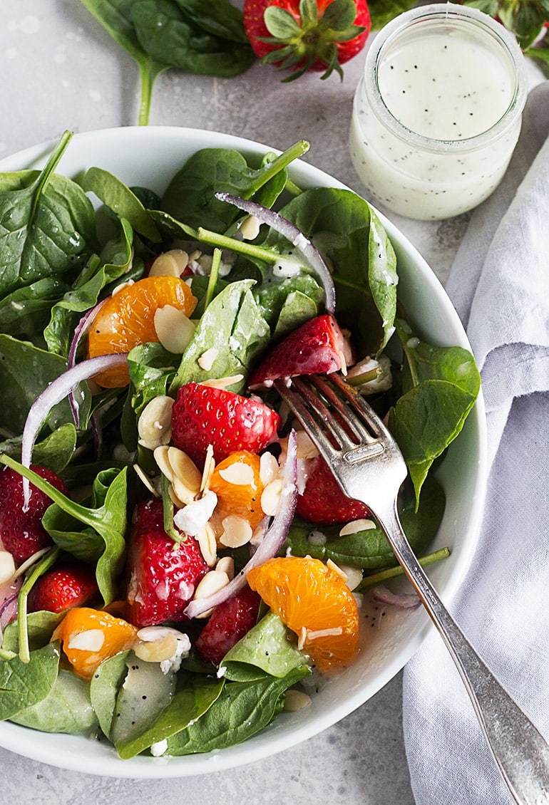 Strawberry Spinach Salad with Homemade Poppy Seed Dressing