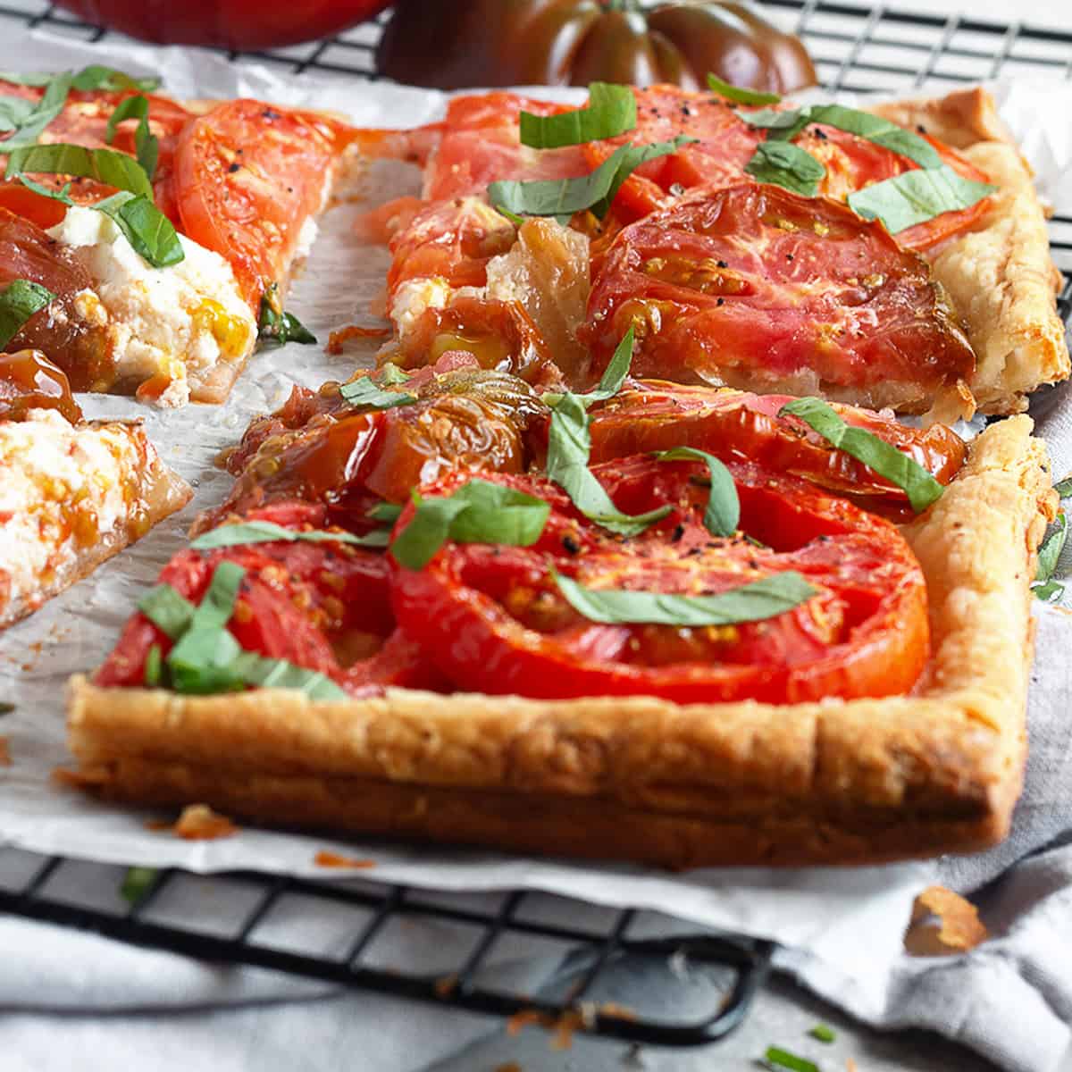 Easy Tomato Ricotta Puff Pastry Tart