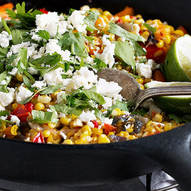 corn and bell pepper skillet with feta