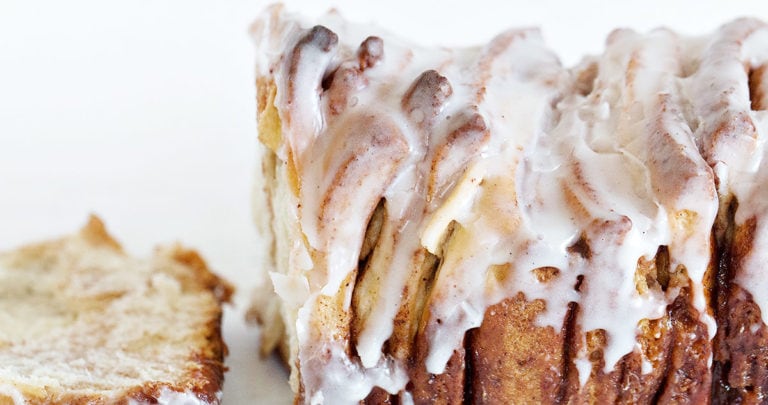 side view of apple fritter pull-apart bread