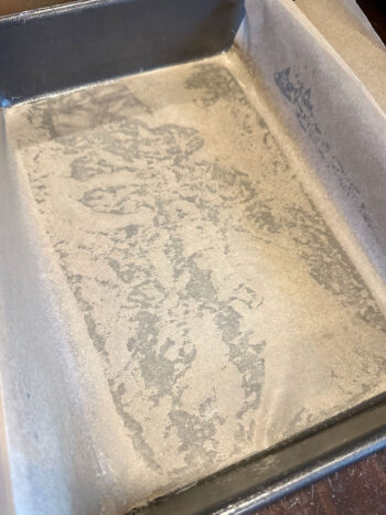 baking pan lined with parchment