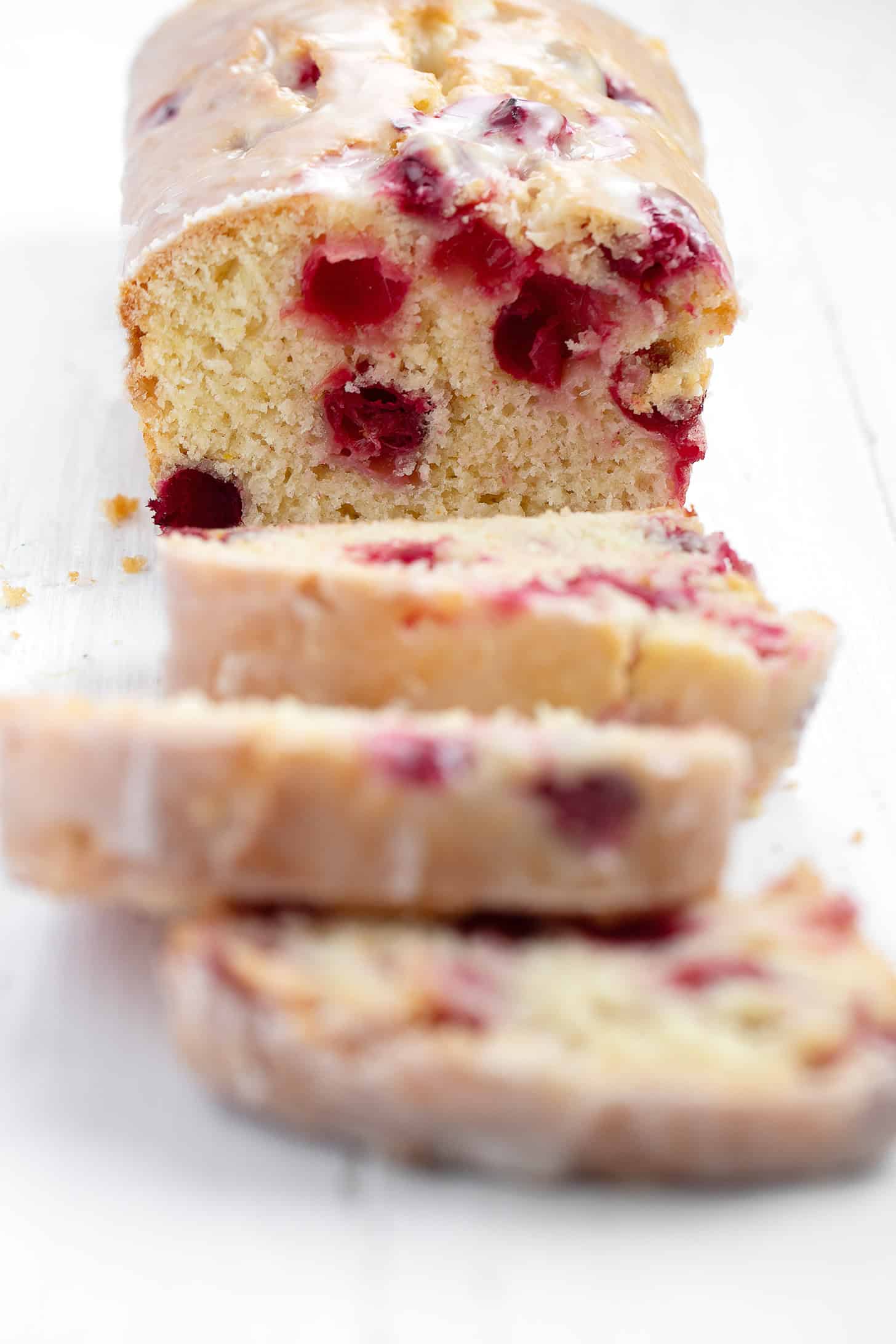 Cranberry orange loaf sliced.