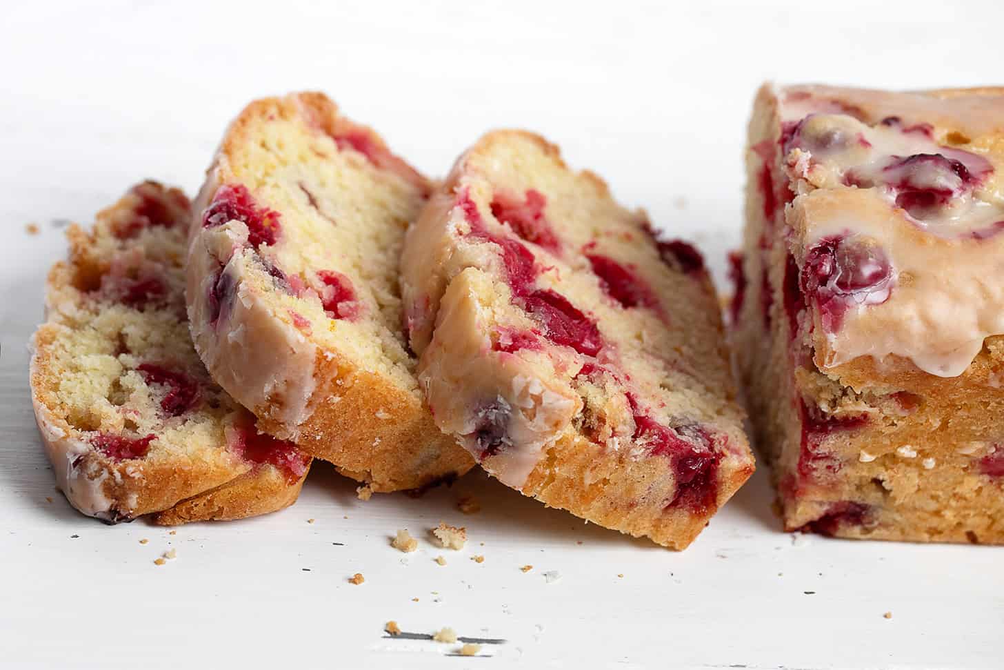 Cranberry orange loaf sliced.