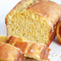 glazed orange pound cake loaf sliced