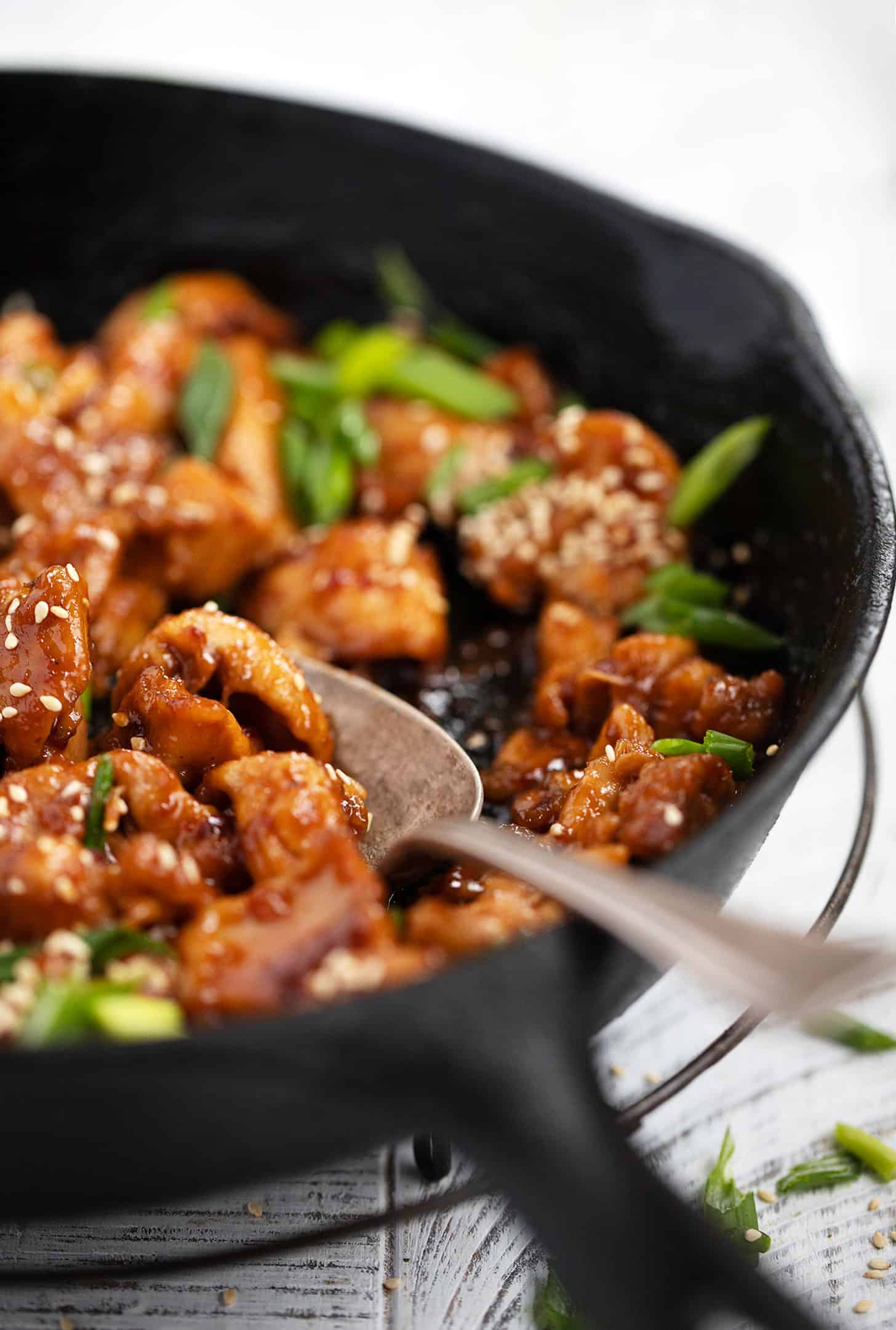 spicy chicken in cast iron skillet