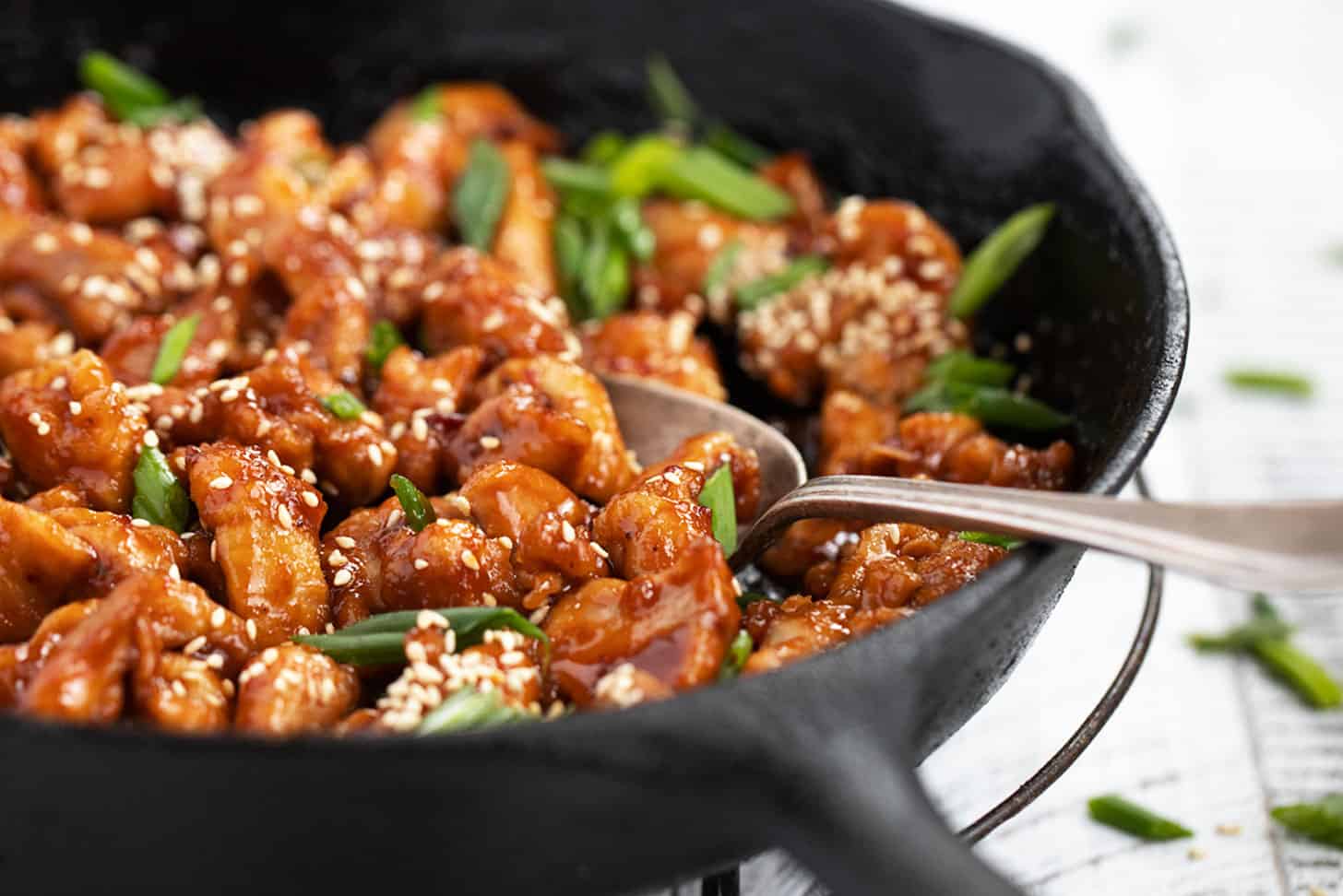 spicy chicken in cast iron skillet