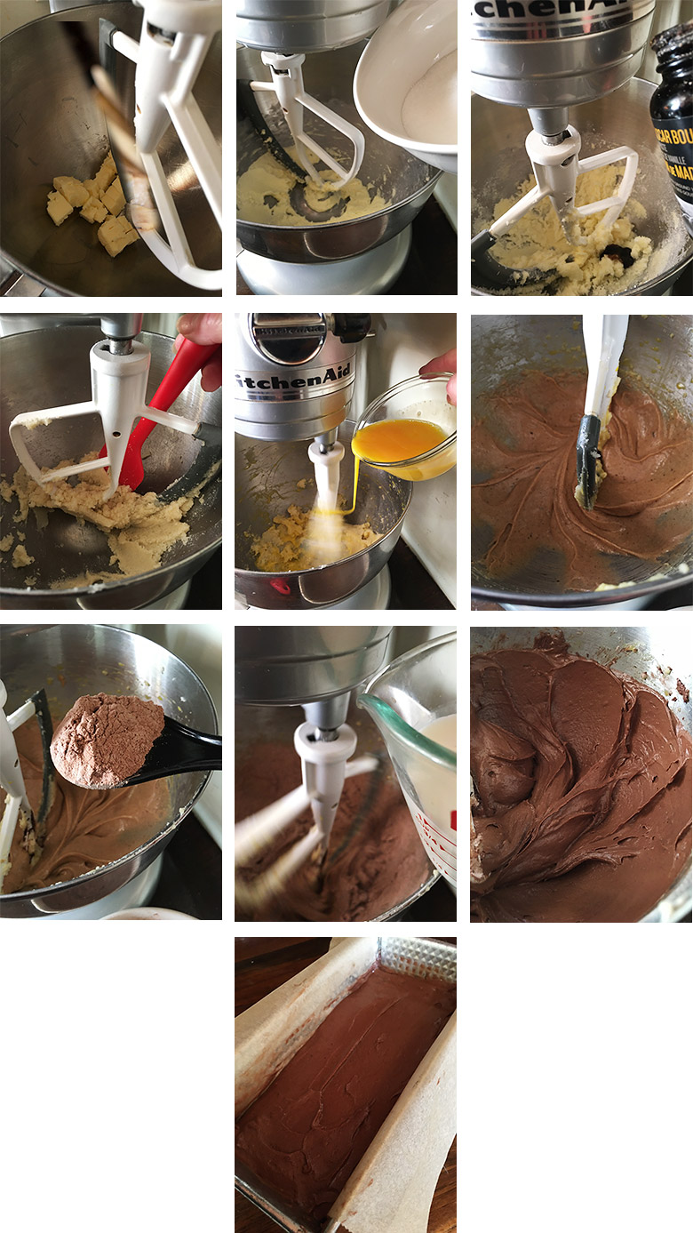 step by step photos of making chocolate pound cake loaf