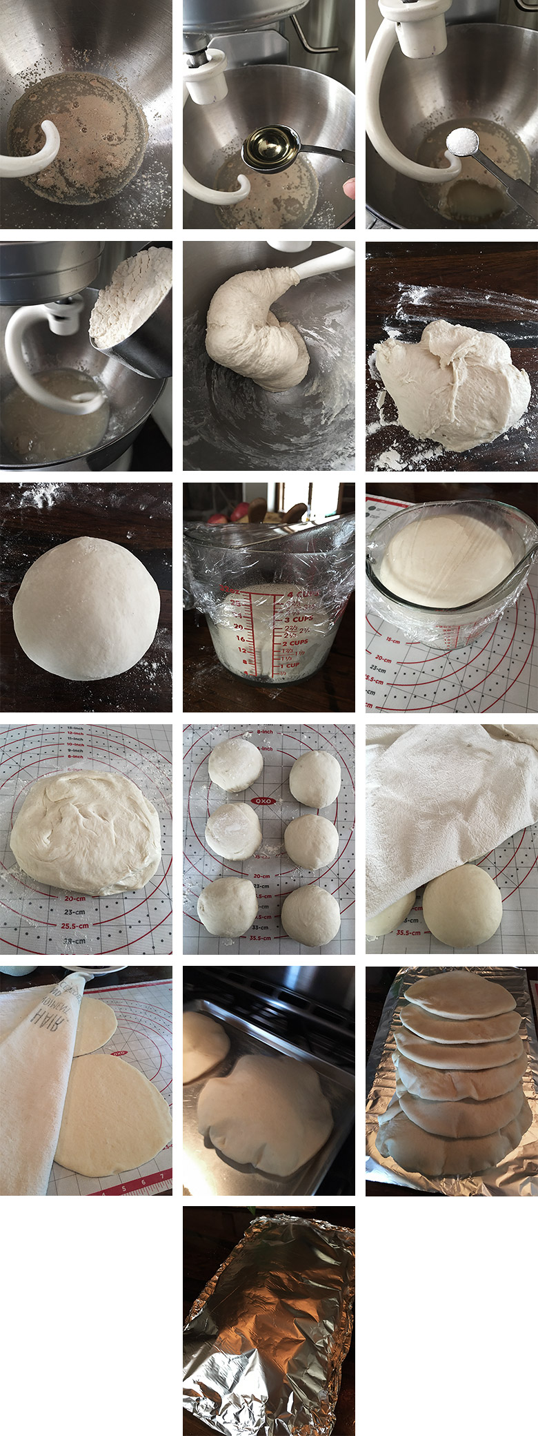 step by step photos of making homemade pita bread