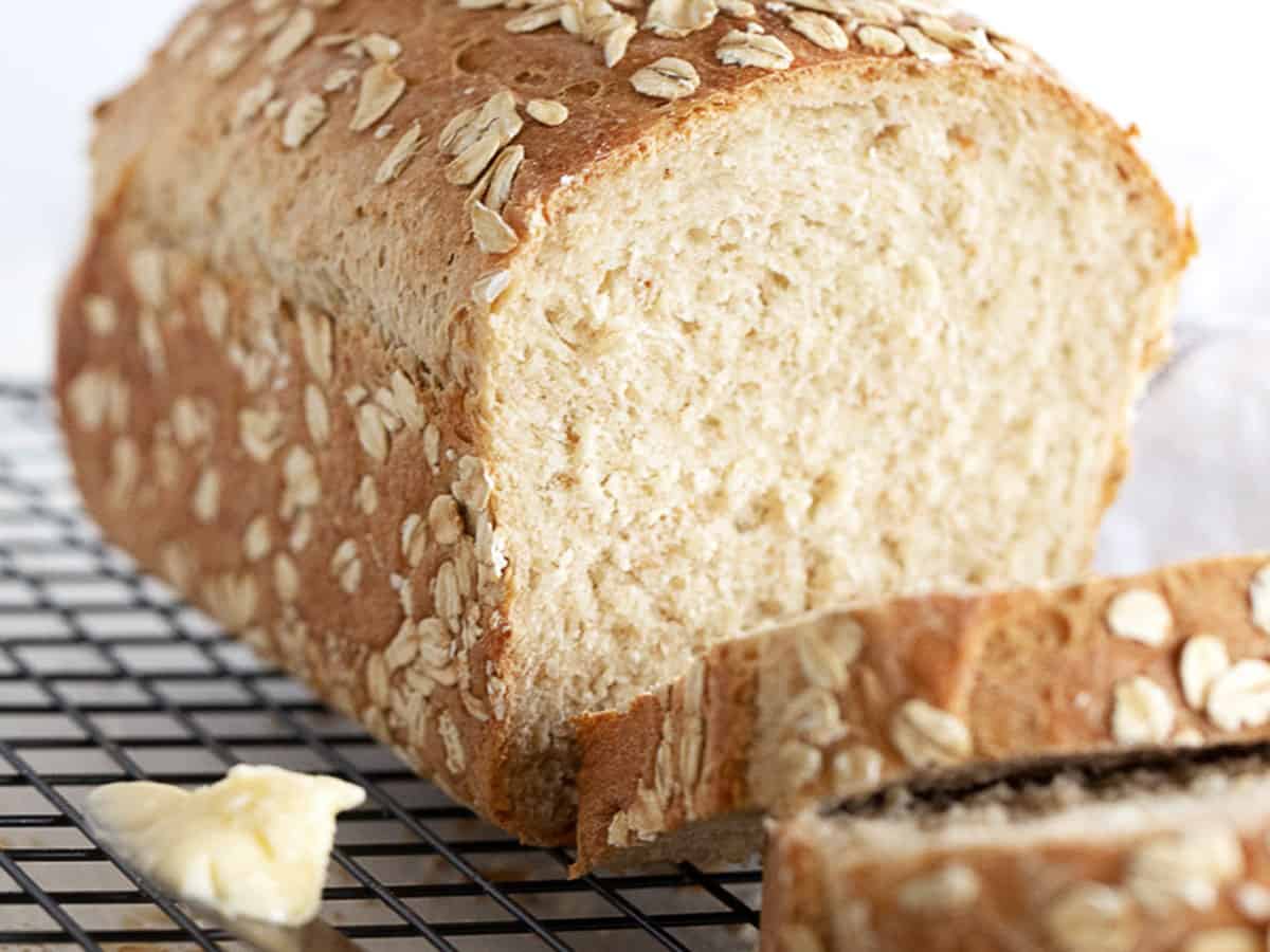 honey oatmeal bread sliced