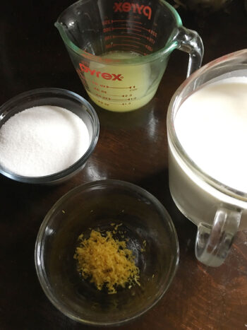 ingredients gathered for lemon posset