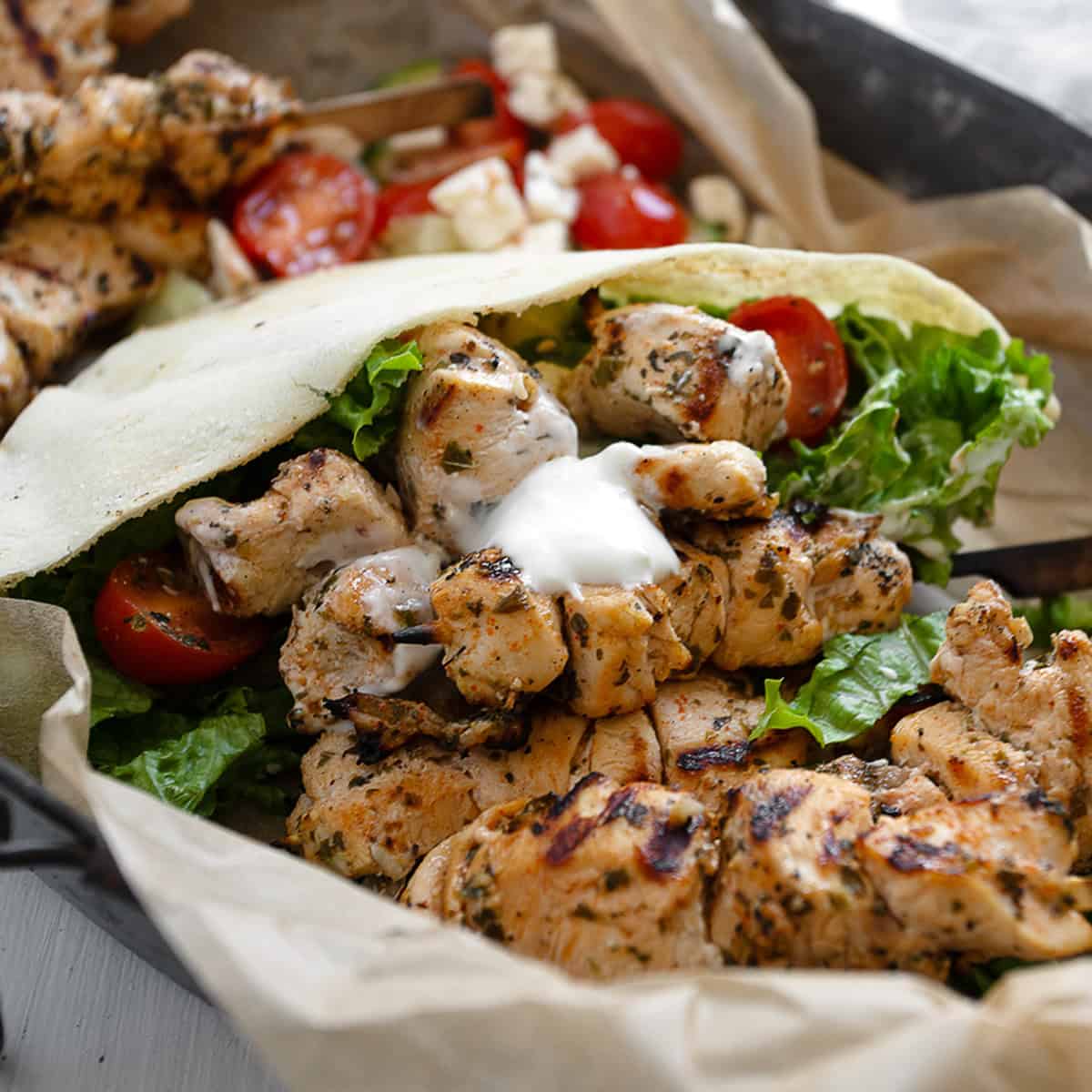 Chicken Souvlaki Pitas