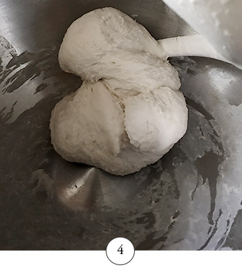 finished dough in mixer