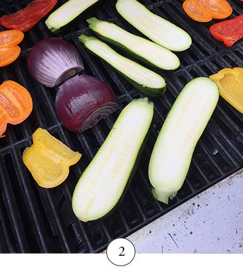 Vegetables placed on the grill.