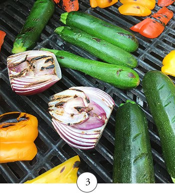 After flipping the vegetables on the grill.
