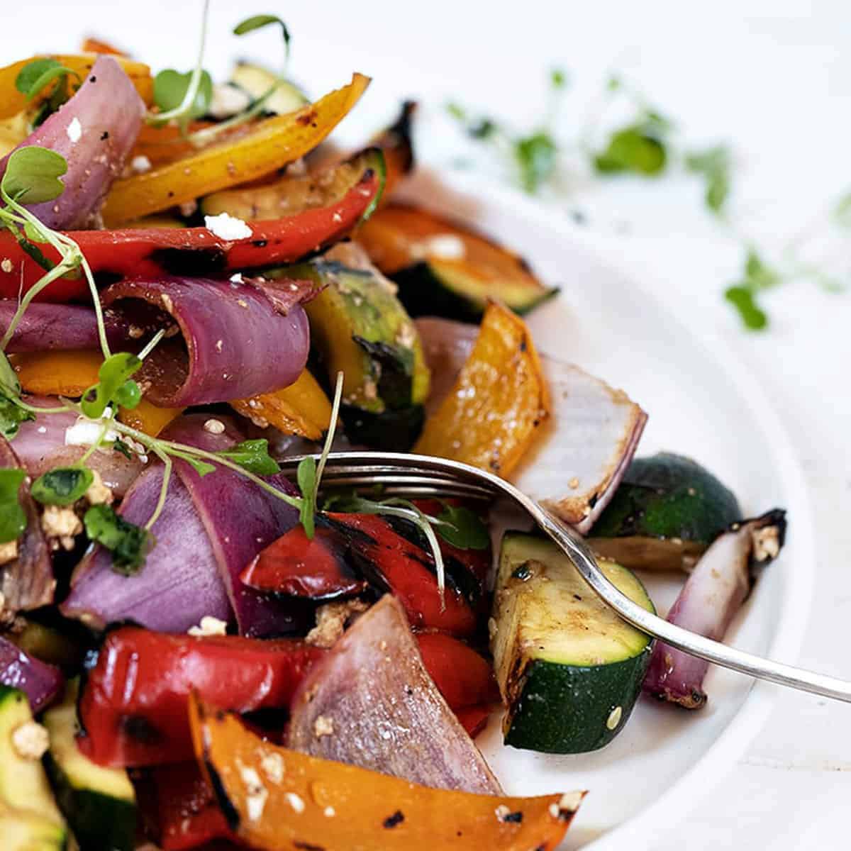 Grilled Vegetable Salad with Feta and Balsamic Seasons and Suppers