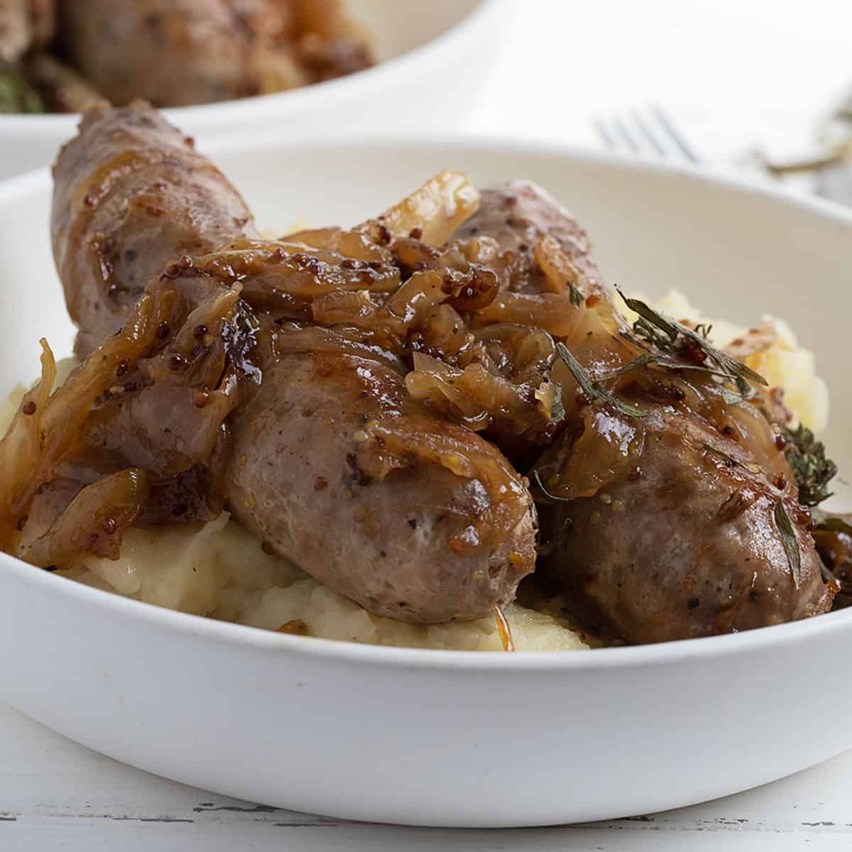 Sausage with Mustard Onions