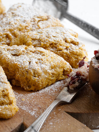 pumpkin scones served with cranberry butter