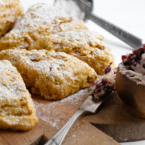 pumpkin scones served with cranberry butter