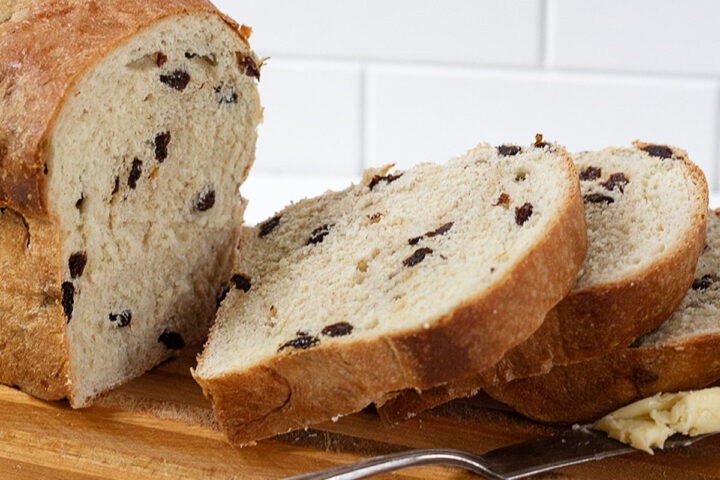 raising bread sliced on cutting rack