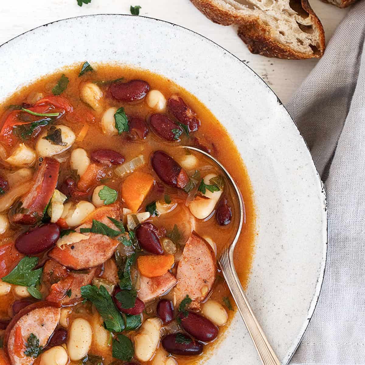 Hungarian Bean Soup with Kielbasa Seasons and Suppers