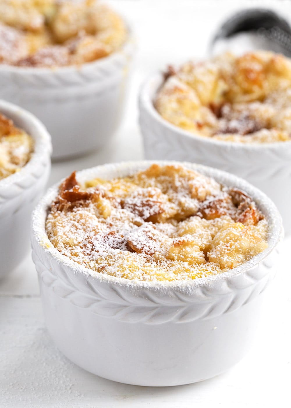 orange marmalade bread and butter pudding in ramekins