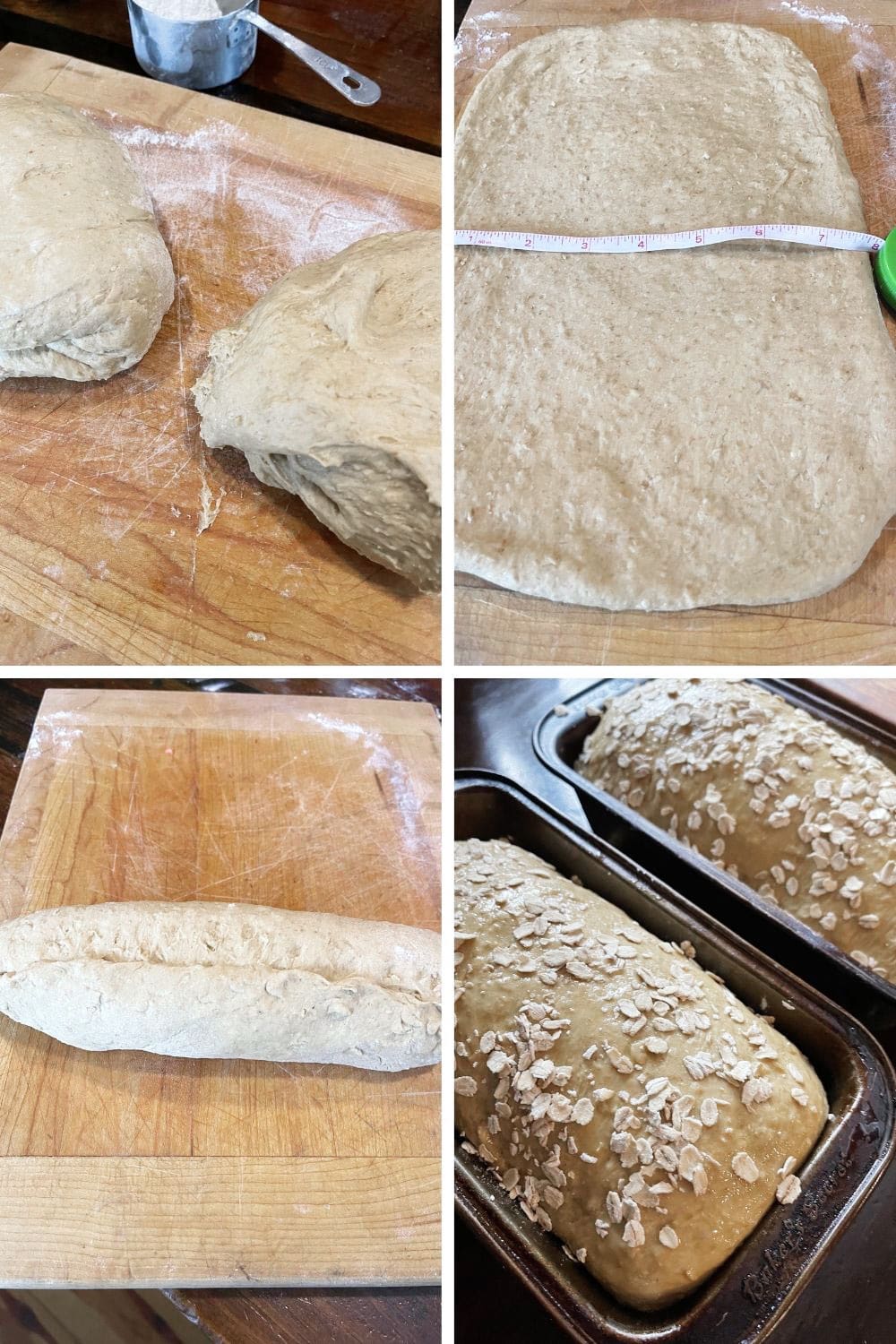 shaping loaf for oatmeal molasses bread