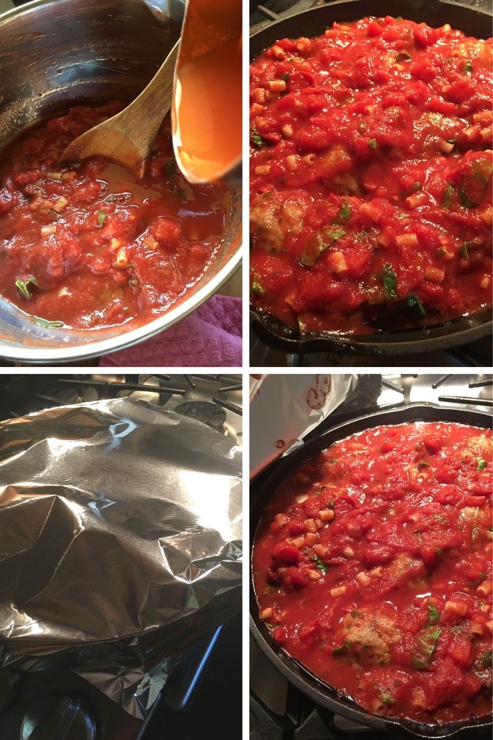 photos collage of steps to make tomato sauce