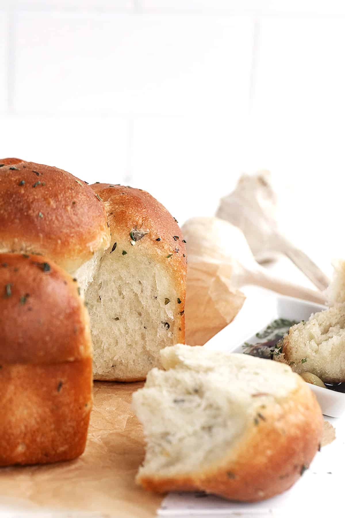 pull apart garlic and herb focaccia rolls