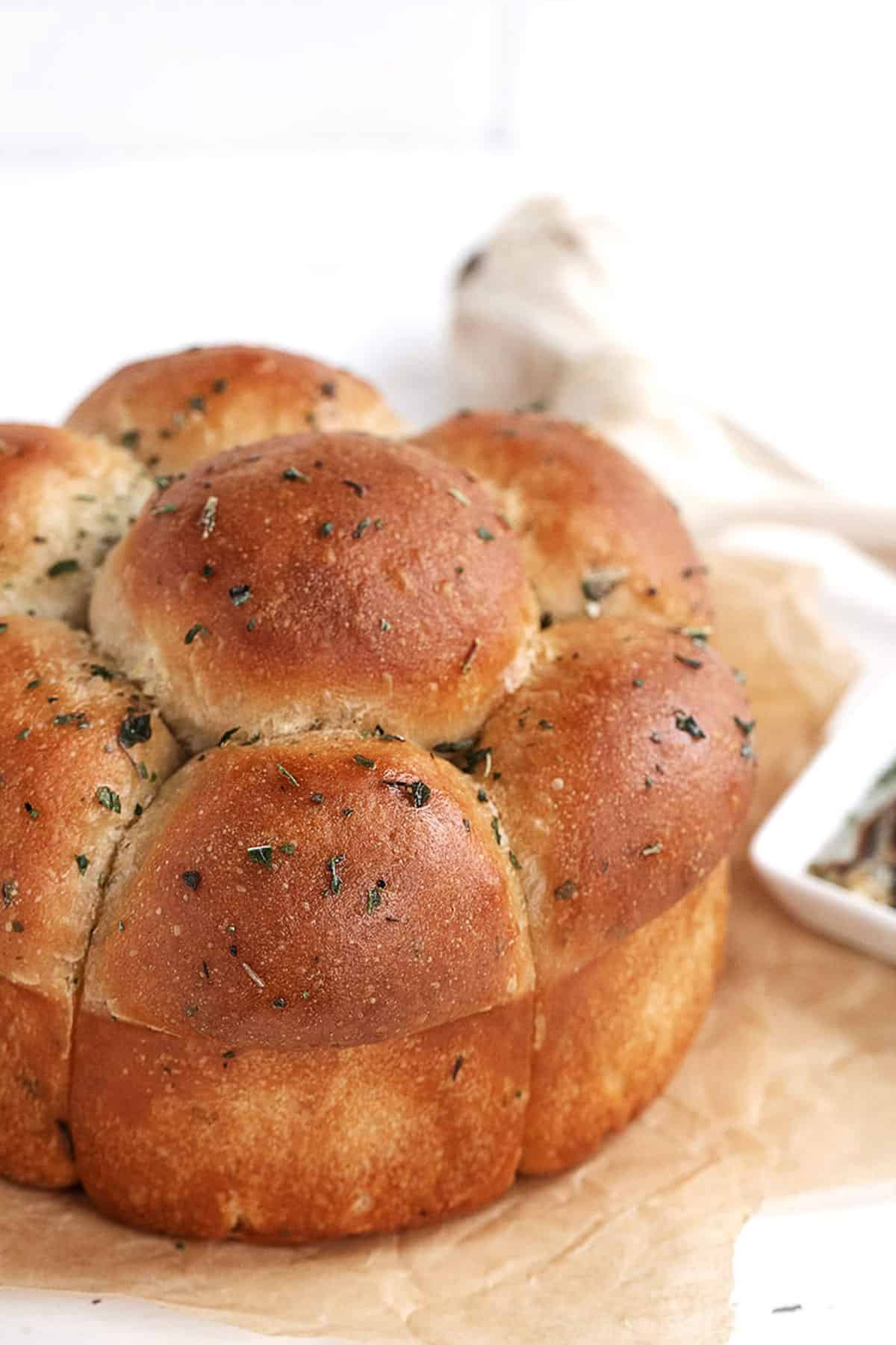 pull apart garlic and herb focaccia rolls