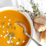 butternut squash soup in bowl