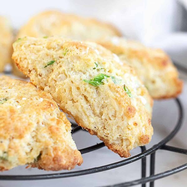 cornmeal cheddar biscuits on cooling rack