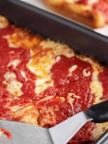 Detroit Style Pizza in pan
