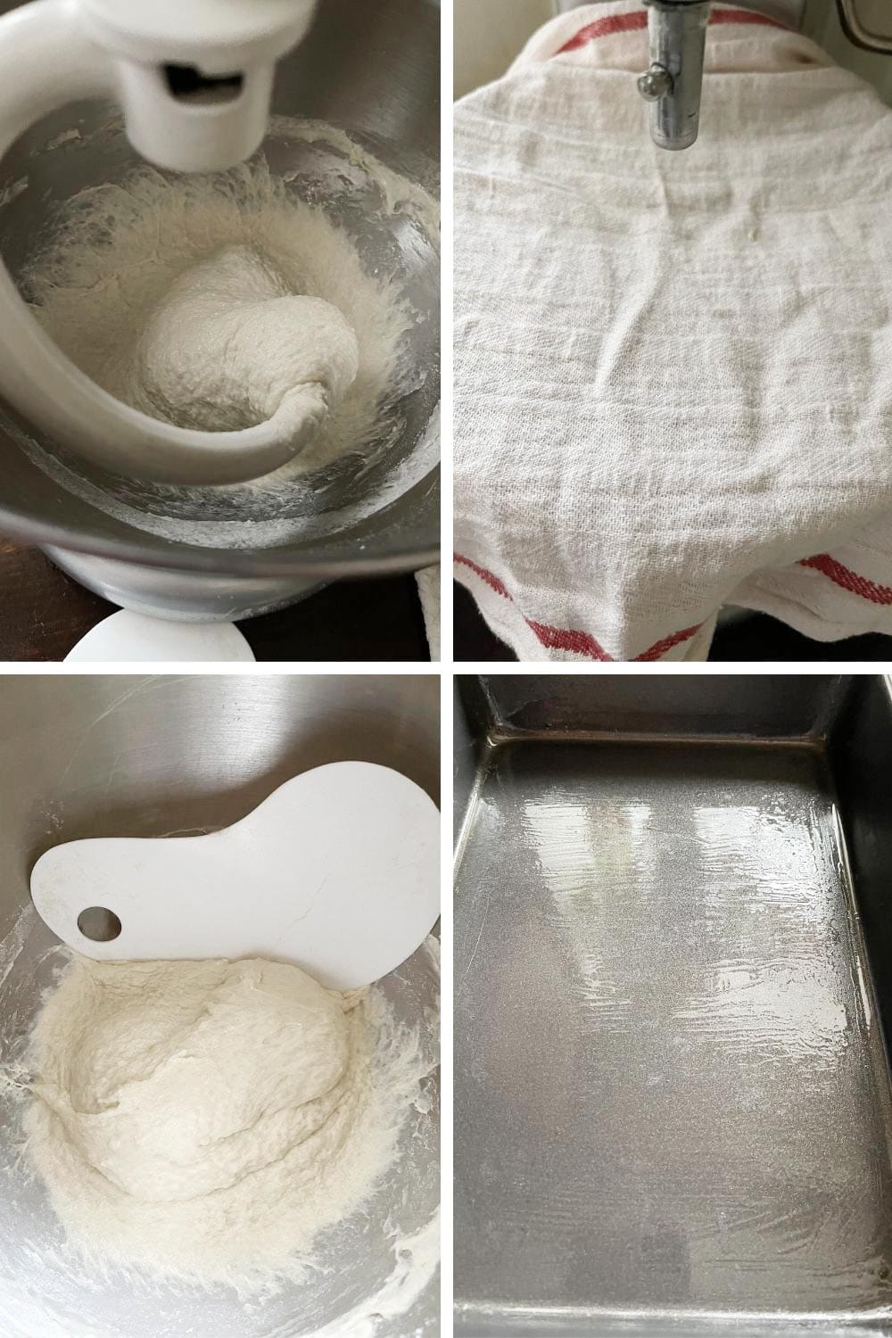 photo collage of making detroit style pizza dough