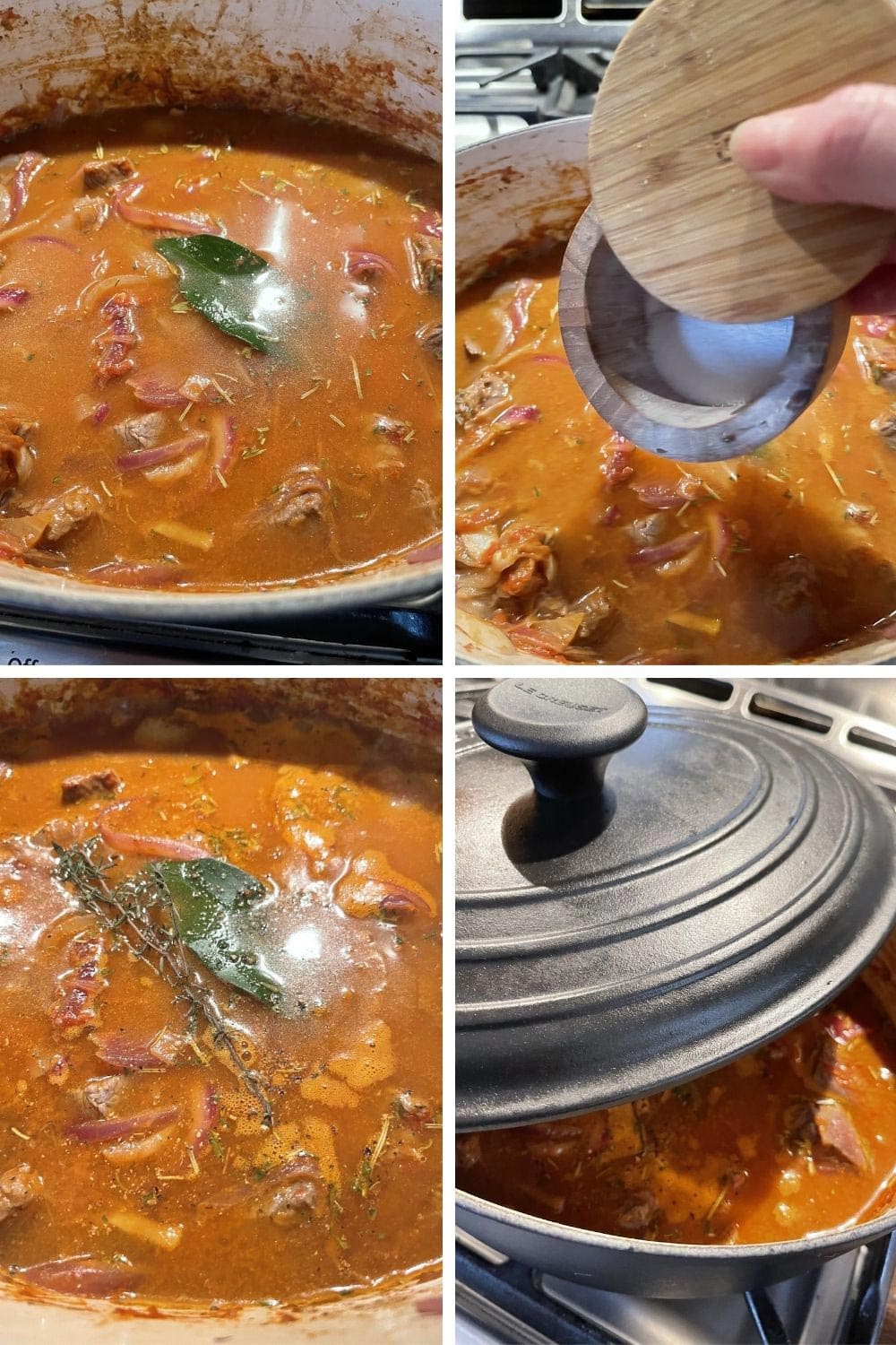 photo collage of steps 4 to make Italian Goulash