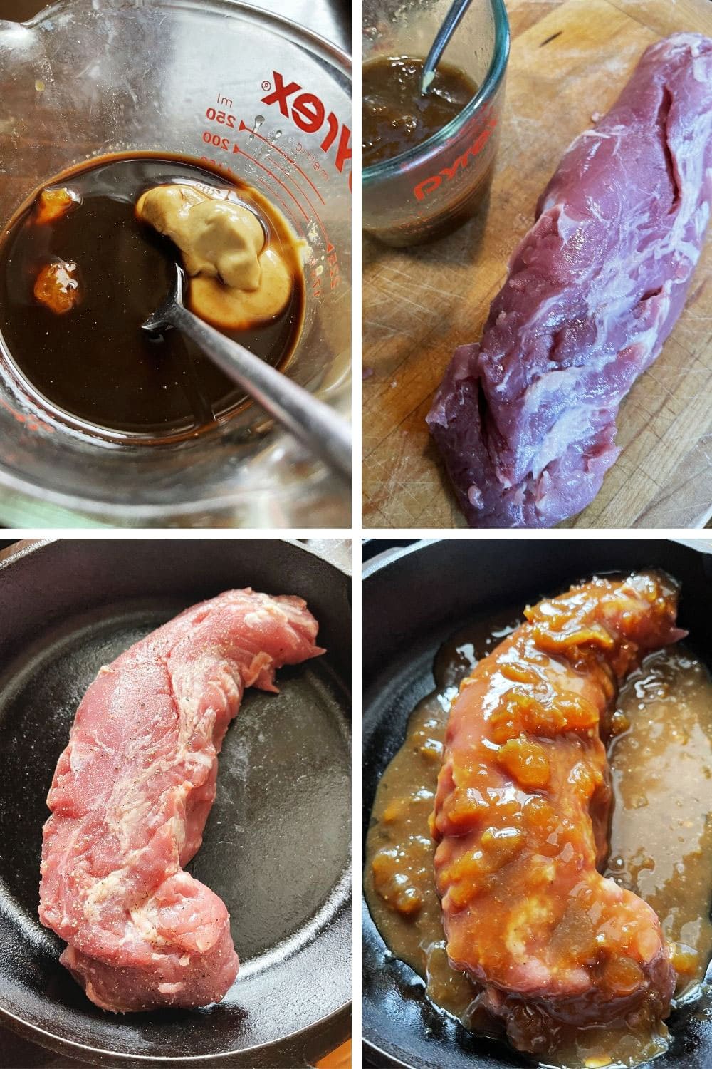 photo collage for making apricot pork tenderloin