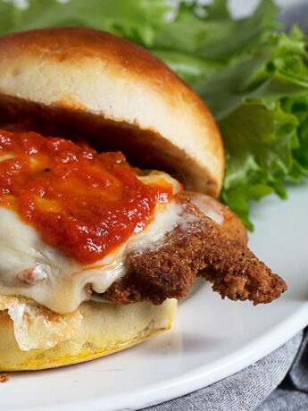 chicken parm sandwich on plate