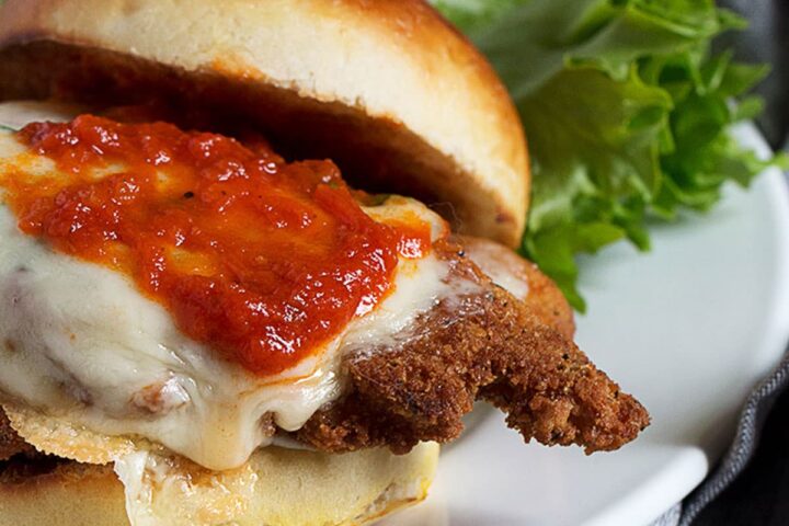 chicken parm sandwich on plate