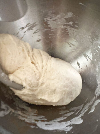 finished dough in mixer