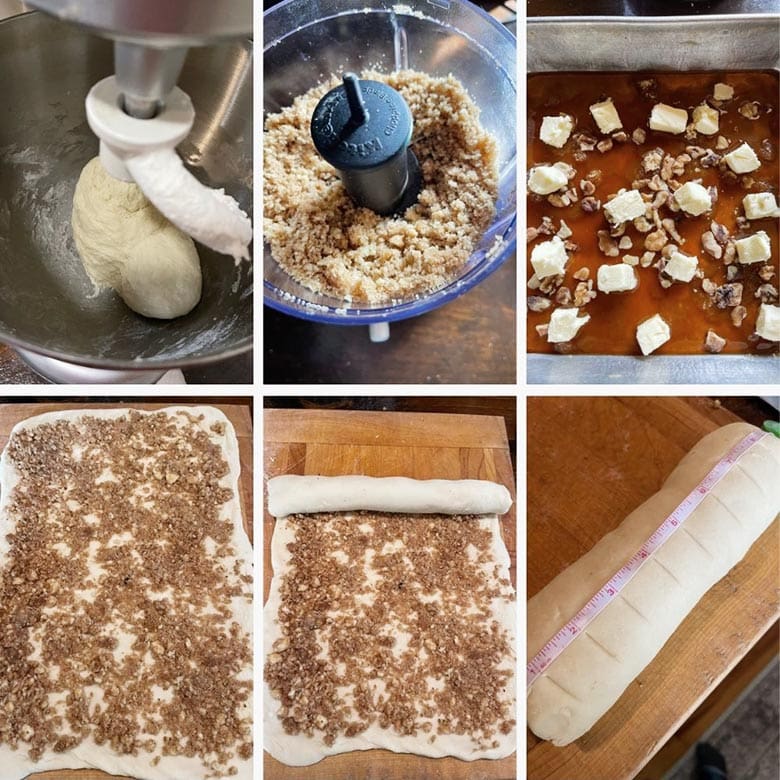 photo collage of steps to make Maple Walnut Sticky Buns 2