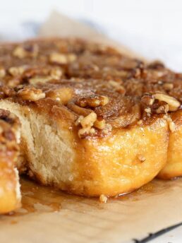 maple walnut sticky buns on cooling rack