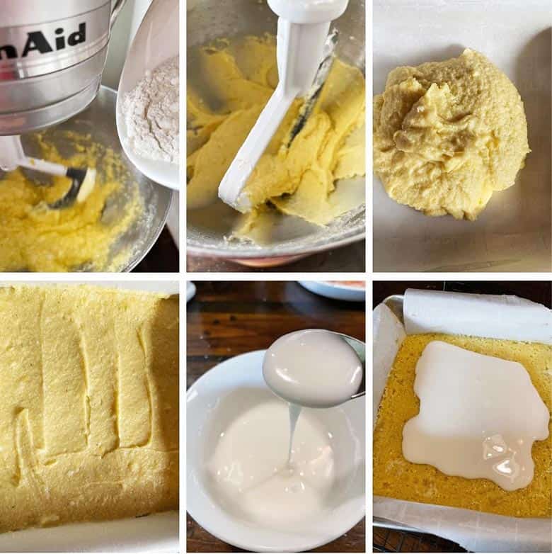 photo collage of steps to make lemon blondies 2